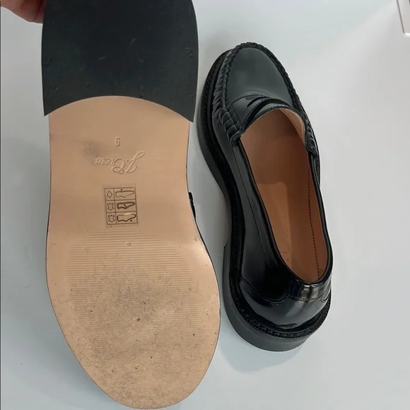 J. Crew Black Leather Penny Loafers Flats - Picture 3 of 4